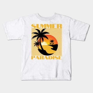 Summer Paradise. Summertime, Fun Time. Fun Summer, Beach, Sand, Surf Retro Vintage Design. Kids T-Shirt